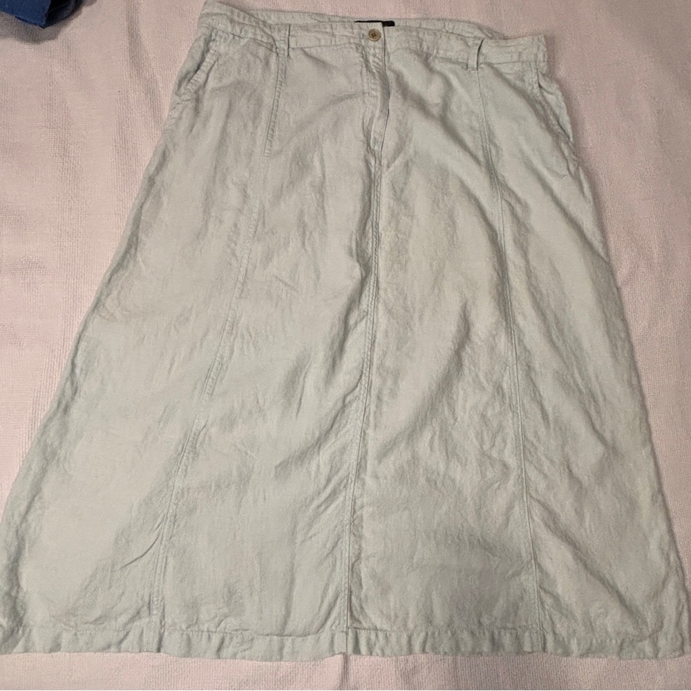 Talbot Maxi Skirt 100% Linen A-Line Sz 18 Seafoam Green Lagenlook Coastal Resort - Picture 3 of 10